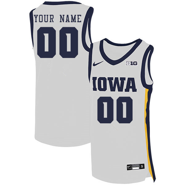 Custom Iowa Hawkeyes Name And Number College Basketball Jerseys Stitched-White